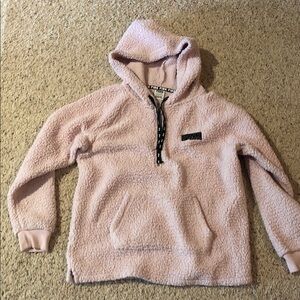 PINK Victoria's Secret Plush Quarter-Zip Sherpa Hoodie - Light Pink